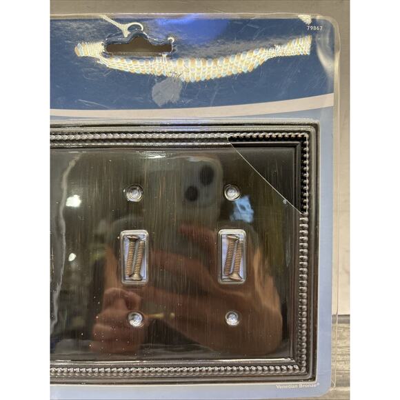 Brainerd Beaded Triple Toggle Wall Switch Plate 79867 Brushed Bronze {1} - Picture 6 of 11